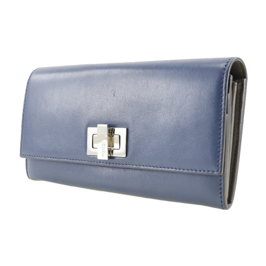 FENDI Long Wallet Purse 8M0377 Calfskin Navy Peekaboo Women