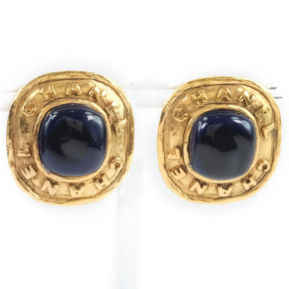 CHANEL Earring Plated Gold, Blue Stone gold Colored stone vintage Women Used