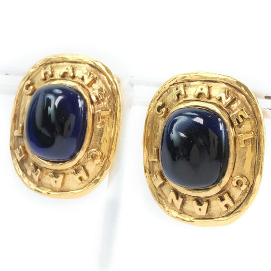CHANEL Earring Plated Gold, Blue Stone gold Colored stone vintage Women Used