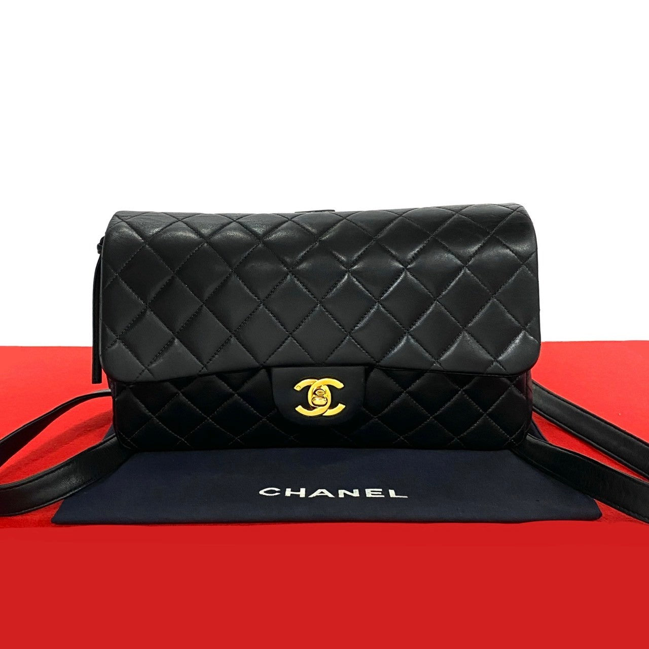 CHANEL Backpack lambskin black Matrasse