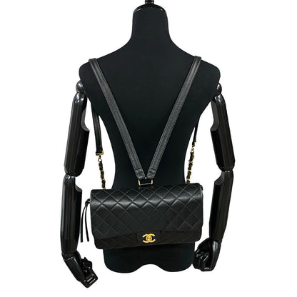 CHANEL Backpack lambskin black Matrasse