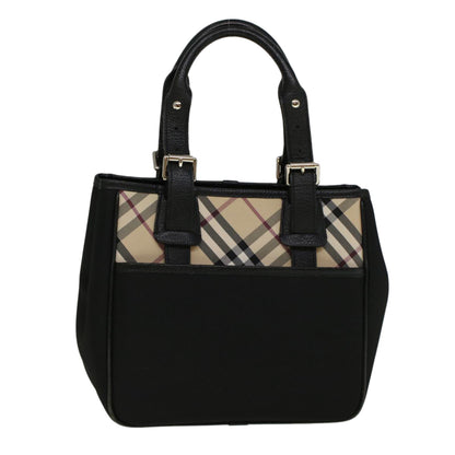 Burberry Nova Check Hand Bag Nylon Beige Black Auth 57242