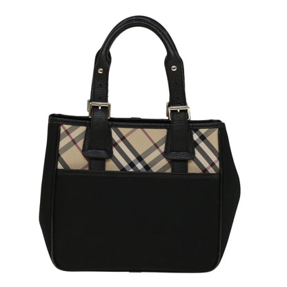 Burberry Nova Check Hand Bag Nylon Beige Black Auth 57242