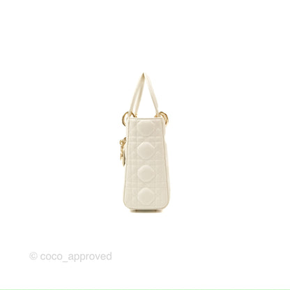 Christian Dior My ABCDior Lady Dior White Cannage Lambskin Gold Hardware