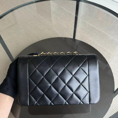 Small Diana Vintage Quilted Lambskin Black 24K Golden Hardware Series 4