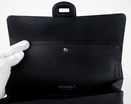 Chanel So Black Chevron Quilted Medium Classic w/ Black Hardware
