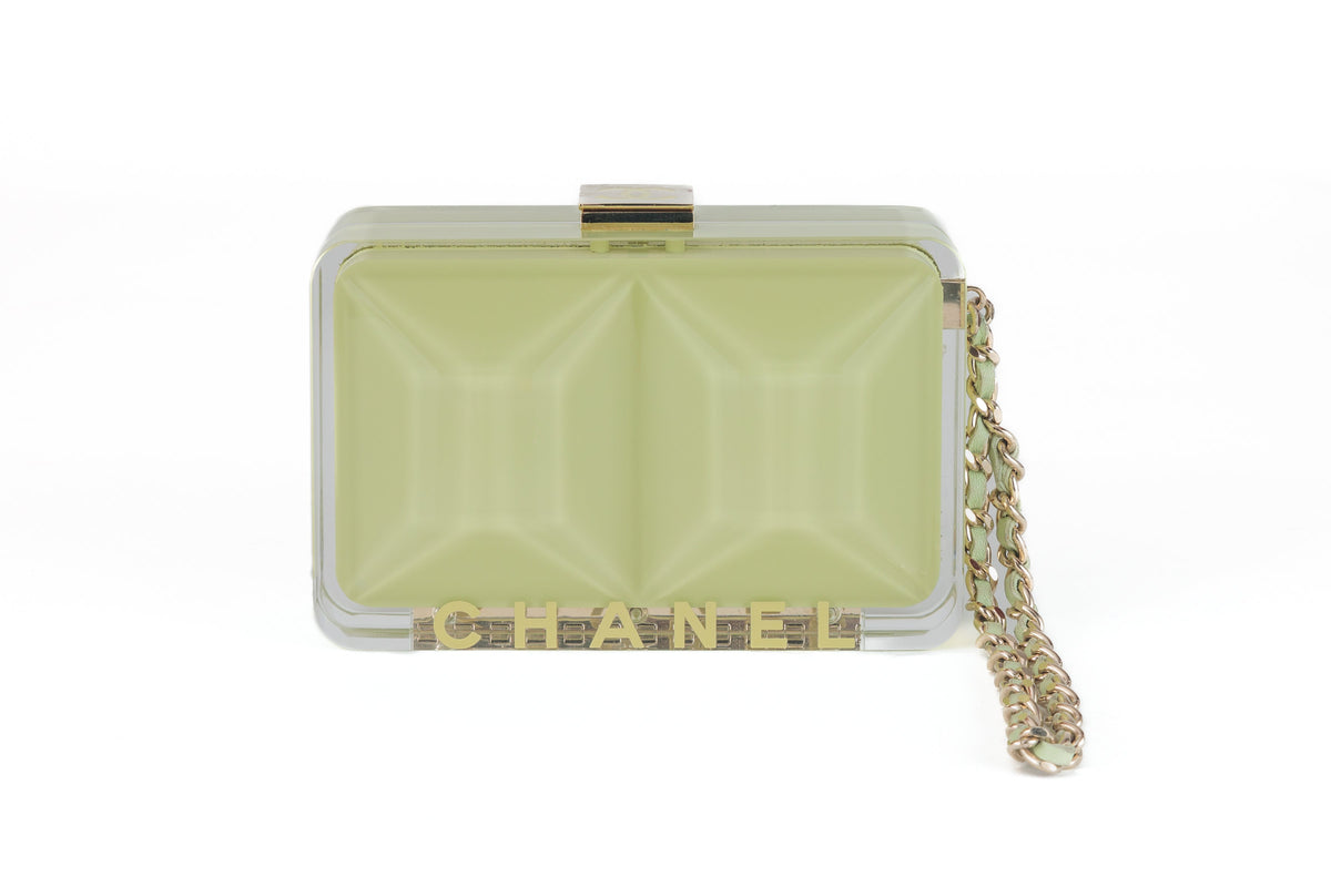 Chanel Mint Green Resin Vintage Mini Clutch Runway 1984