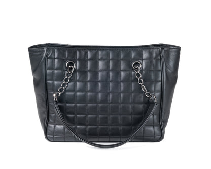 Chanel Black Lambskin Camellia Mini Shopper Tote with Silver Hardware