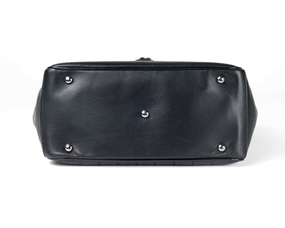 Chanel Black Lambskin Camellia Mini Shopper Tote with Silver Hardware