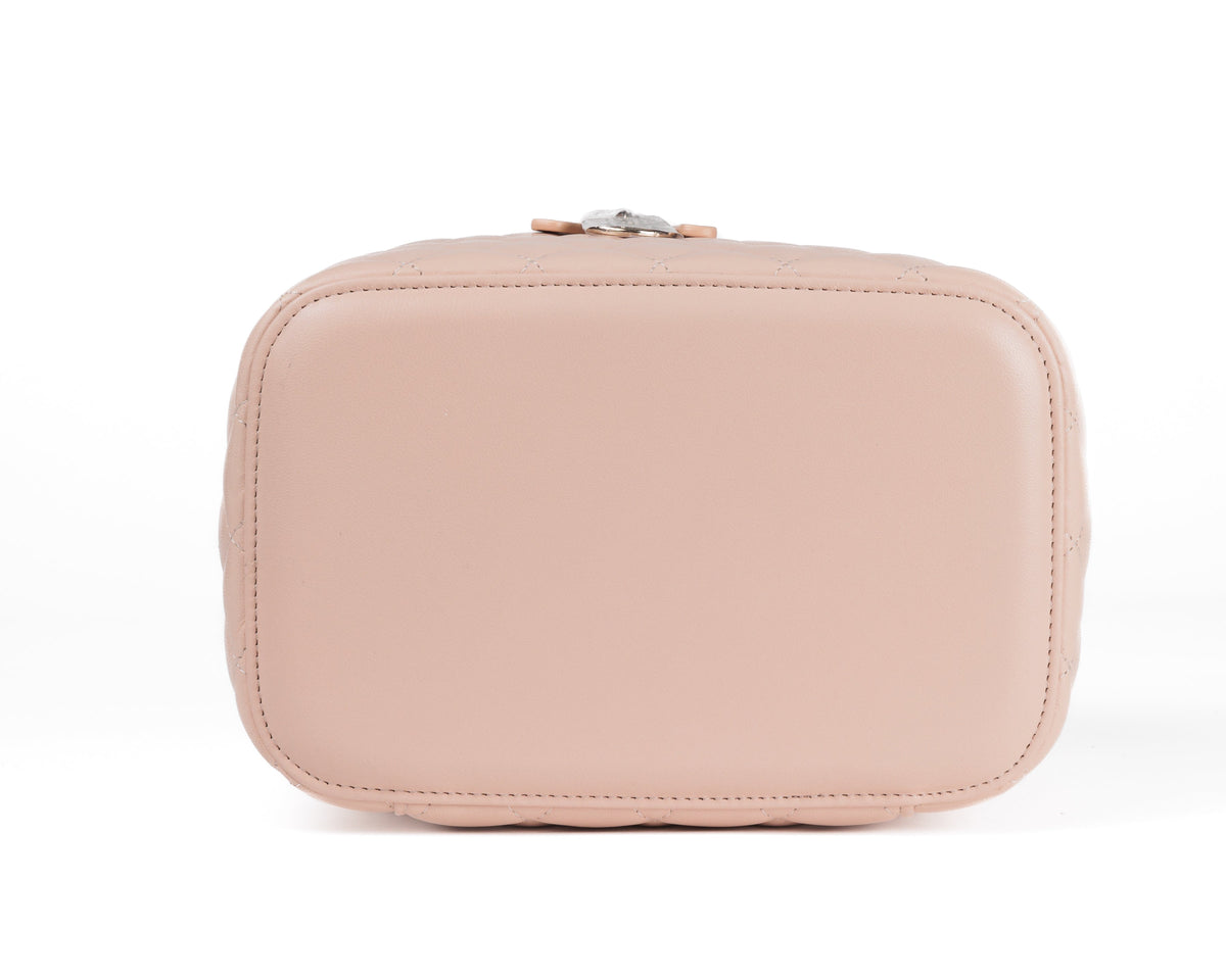 Chanel Blush Pink Lambskin Vanity Case with Gold Hardware