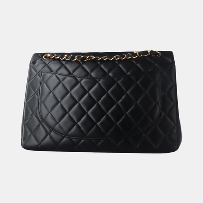 Chanel Classic Flap Maxi Black Lambskin Leather Double Flap with Gold Hardware, 2014-2015