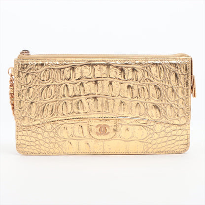 Chanel Coco Crocodile Press Wallet Gold Gold  28th