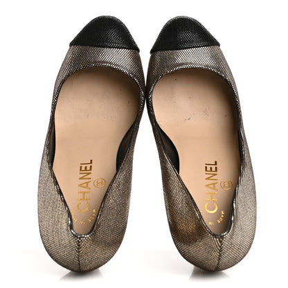 Textured Suede Cap Toe CC Pumps 38.5 Light Gold Black