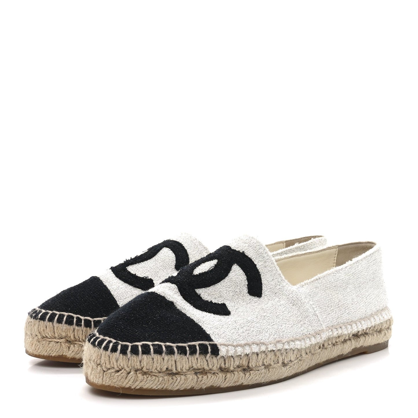 Terry Cloth CC Espadrilles 41 Silver Black