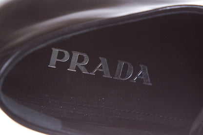 Prada Black Leather Heel Derby Loafers SZ 38.5