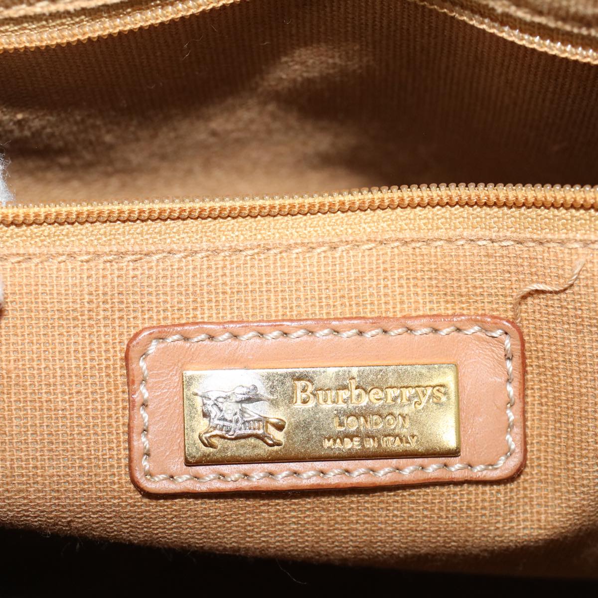 BurberrySs Nova Check Hand Bag PVC Leather 2way Beige Black Auth 58089