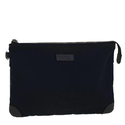 Burberry Black label Clutch Bag Nylon Leather Navy Auth 58127