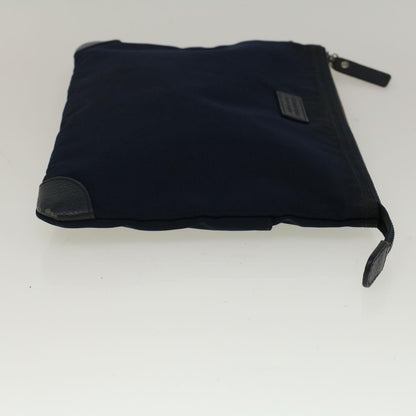 Burberry Black label Clutch Bag Nylon Leather Navy Auth 58127