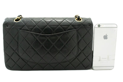 Chanel Classic Double New Medium Chain Shoulder Bag Black Lamb