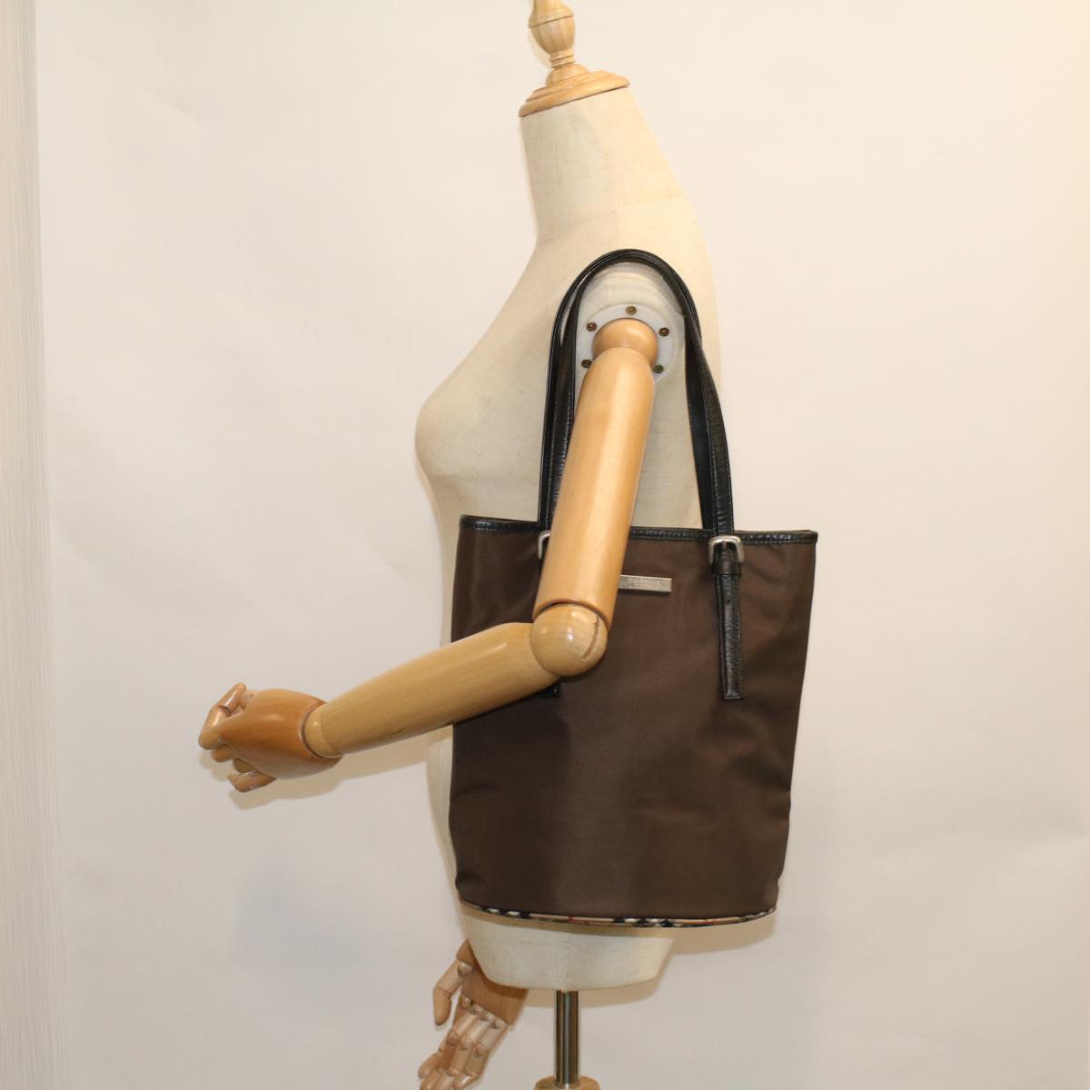 BurberrySs Blue Label Tote Bag Nylon Brown Auth 58200