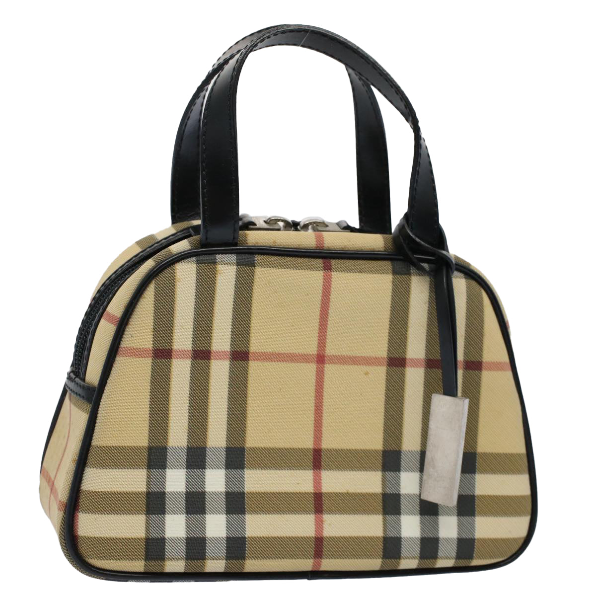 Burberry Nova Check Hand Bag PVC Leather Beige Auth 58512