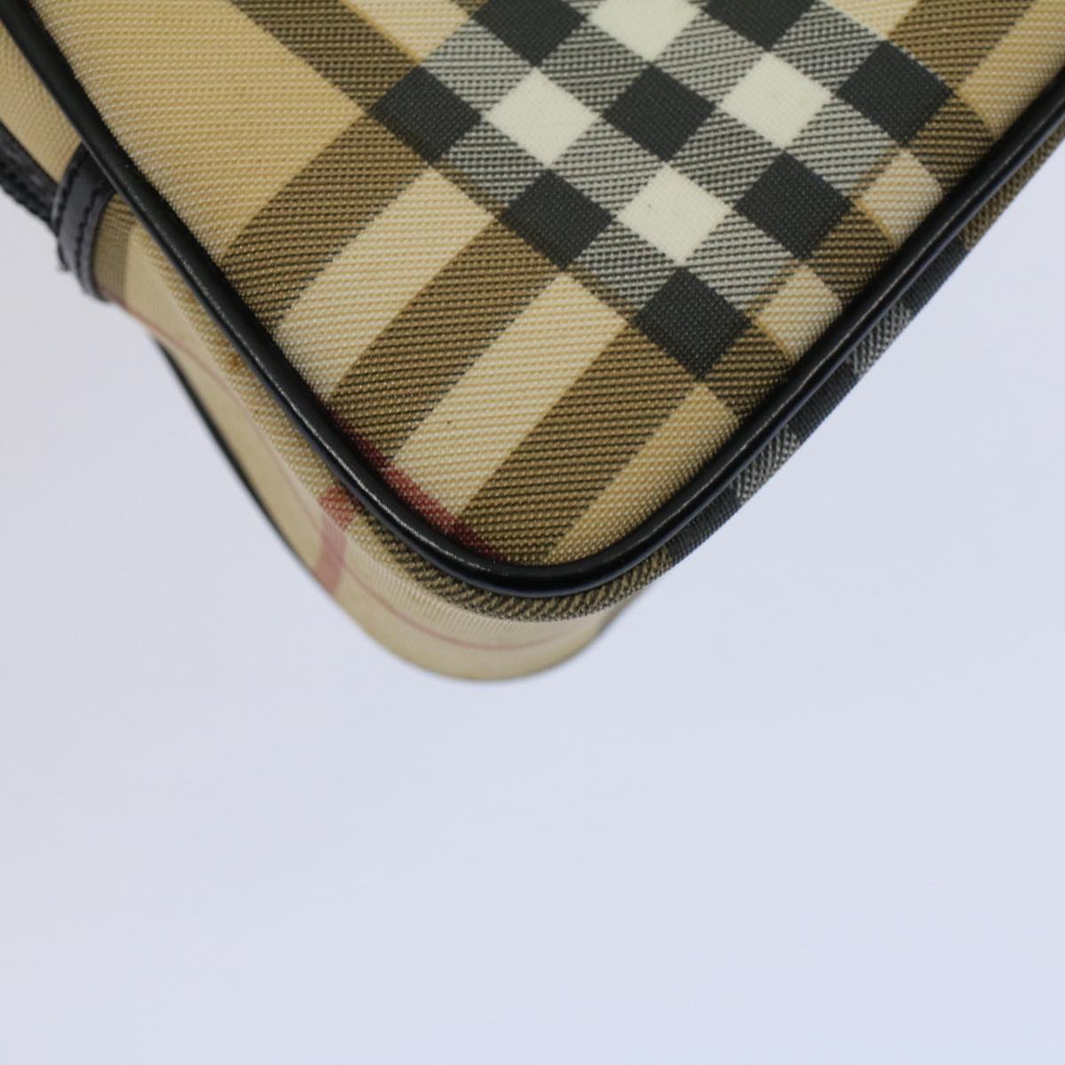 Burberry Nova Check Hand Bag PVC Leather Beige Auth 58512