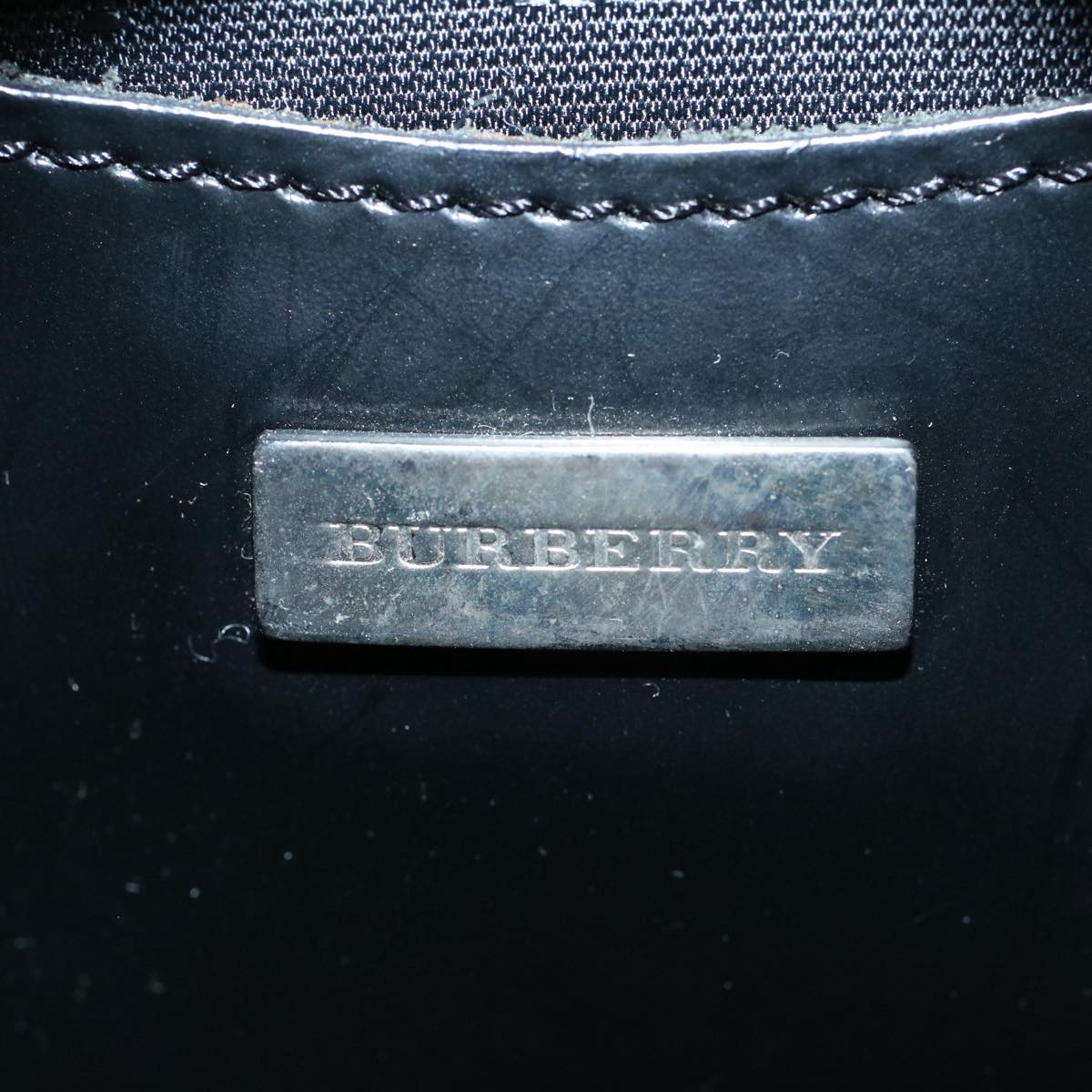Burberry Nova Check Hand Bag PVC Leather Beige Auth 58512