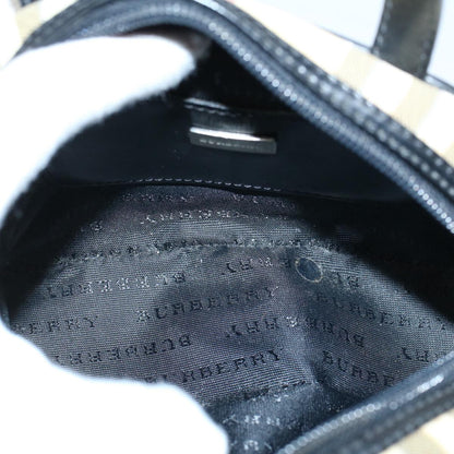 Burberry Nova Check Hand Bag PVC Leather Beige Auth 58512