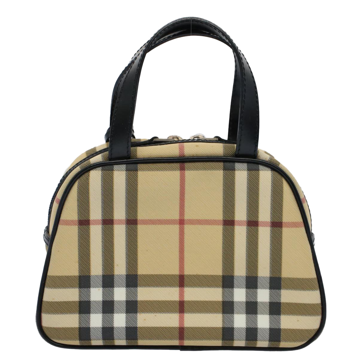 Burberry Nova Check Hand Bag PVC Leather Beige Auth 58512