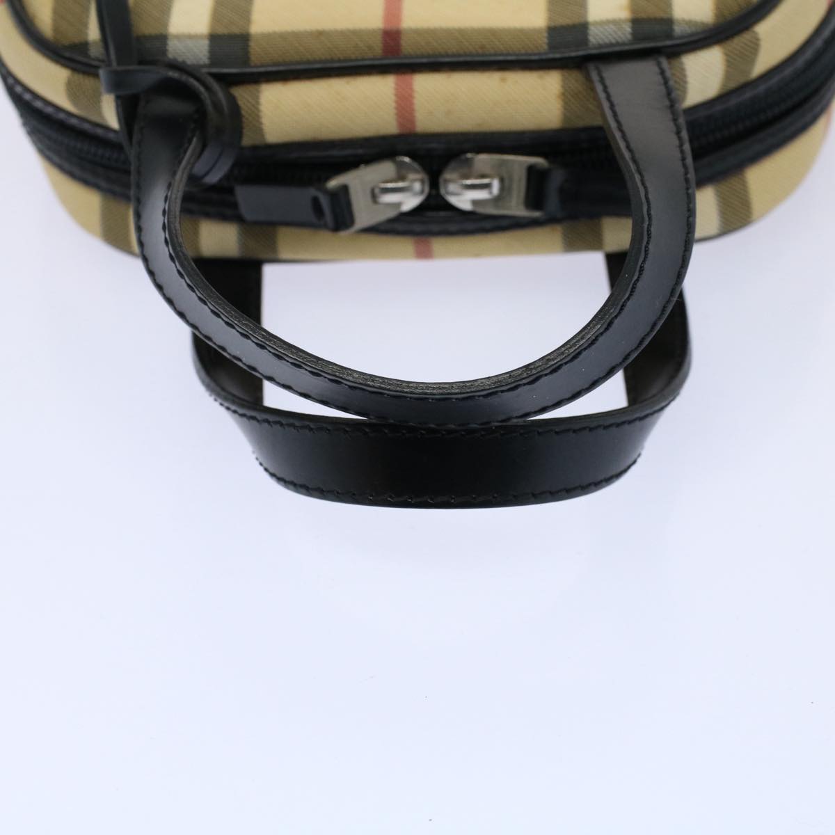 Burberry Nova Check Hand Bag PVC Leather Beige Auth 58512