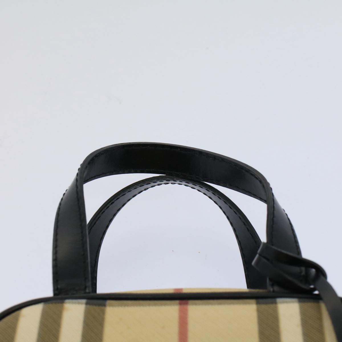 Burberry Nova Check Hand Bag PVC Leather Beige Auth 58512