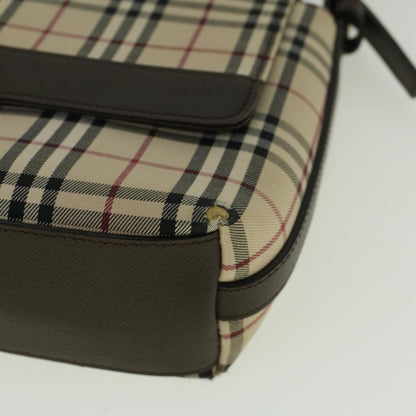 Burberry Nova Check Shoulder Bag Nylon Canvas Beige Auth 58706