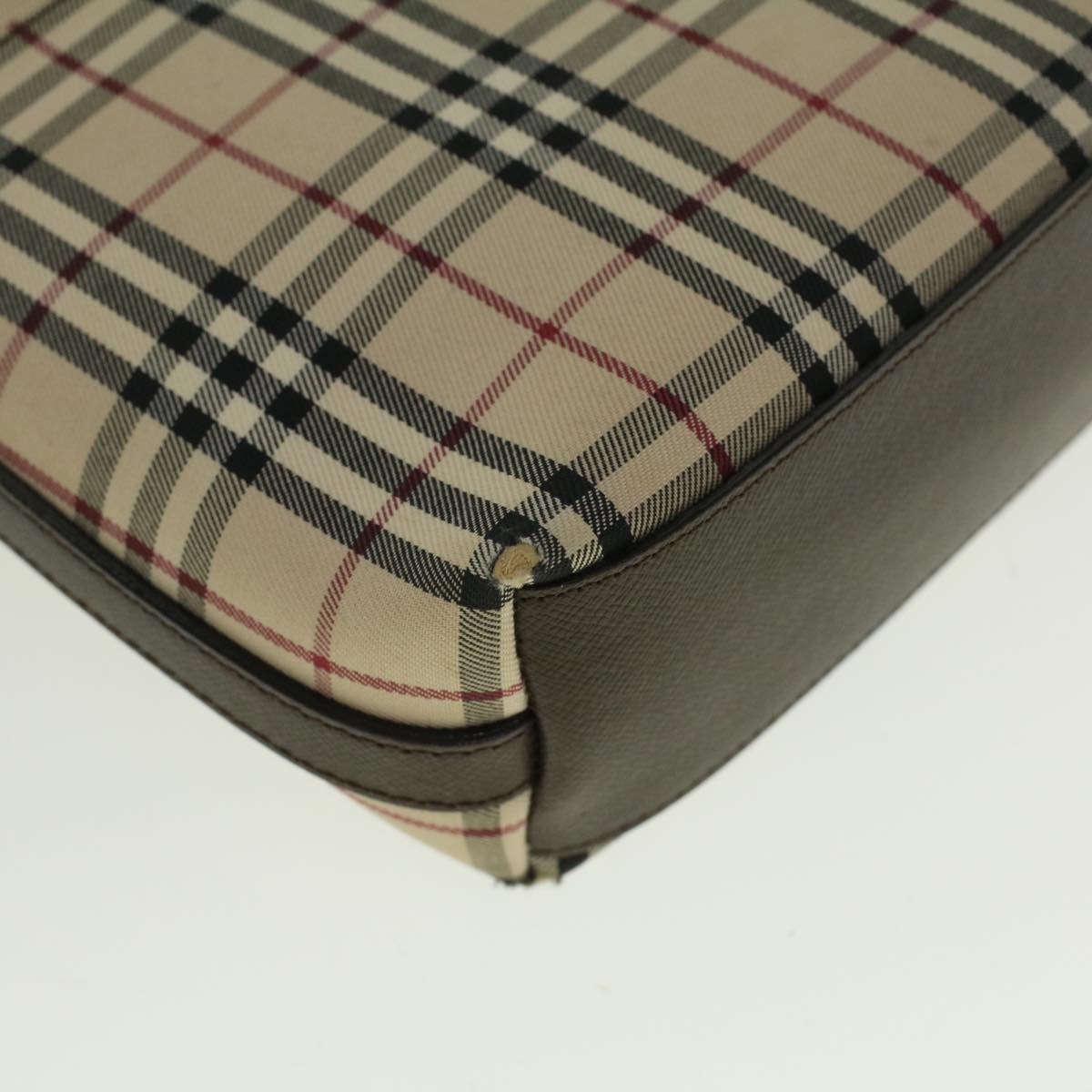 Burberry Nova Check Shoulder Bag Nylon Canvas Beige Auth 58706