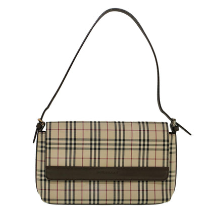 Burberry Nova Check Shoulder Bag Nylon Canvas Beige Auth 58706