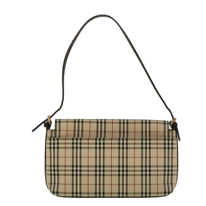 Burberry Nova Check Shoulder Bag Nylon Canvas Beige Auth 58706