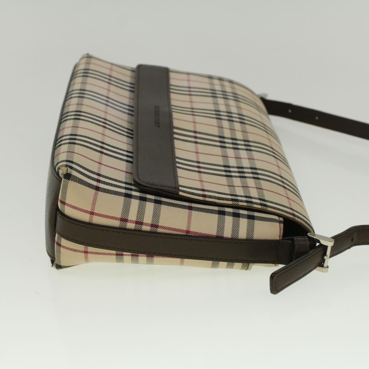 Burberry Nova Check Shoulder Bag Nylon Canvas Beige Auth 58706