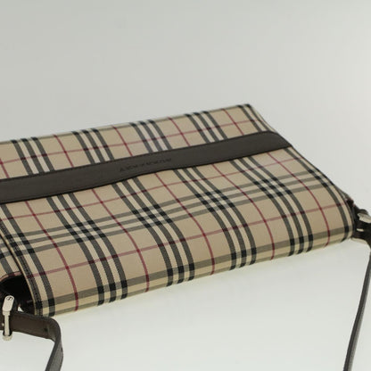 Burberry Nova Check Shoulder Bag Nylon Canvas Beige Auth 58706
