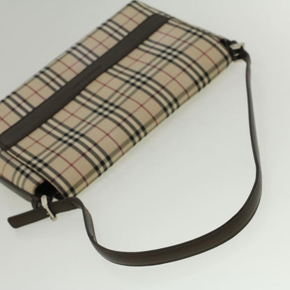 Burberry Nova Check Shoulder Bag Nylon Canvas Beige Auth 58706