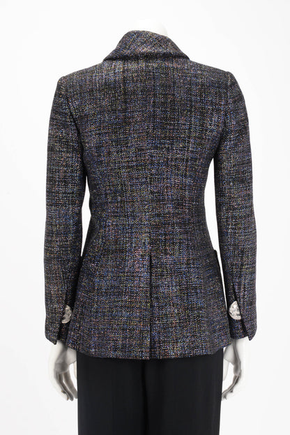 Chanel Black Rainbow Lurex Patch Pocket Jacket FR 38