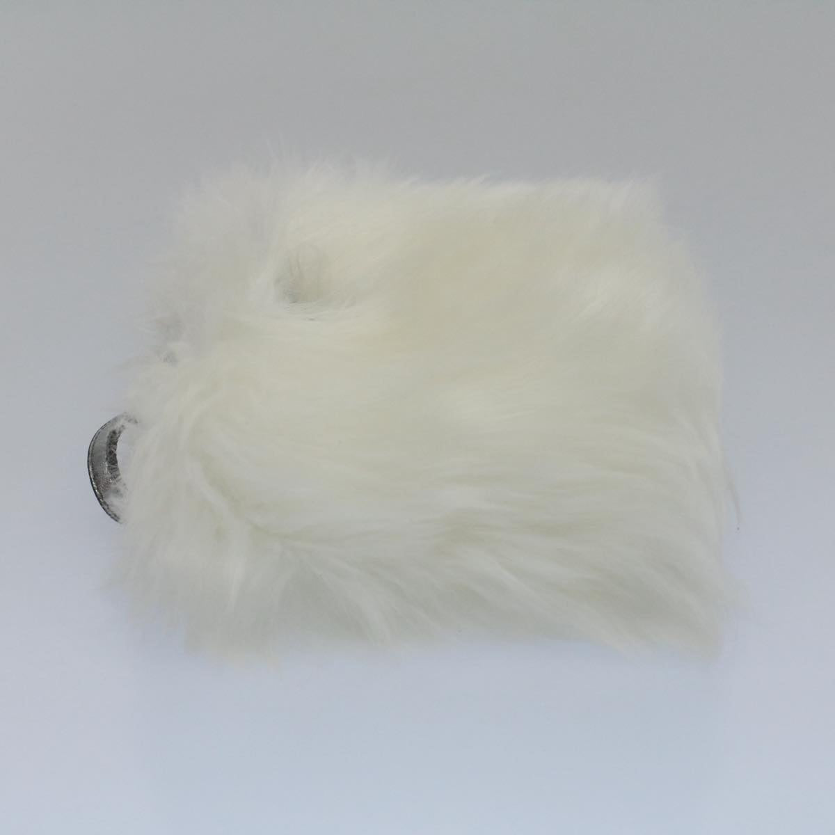 PRADA Clutch Bag Fur White Auth 58971