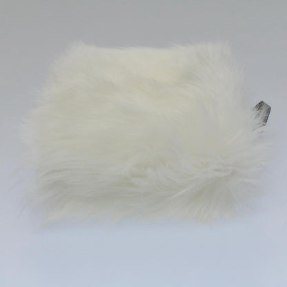 PRADA Clutch Bag Fur White Auth 58971