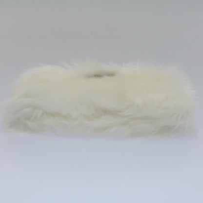 PRADA Clutch Bag Fur White Auth 58971