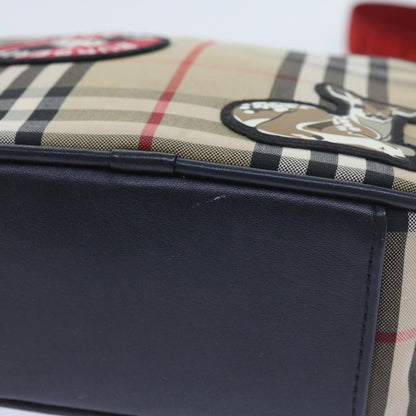 Burberry Nova Check Shoulder Bag Nylon Canvas Beige Auth 58996A