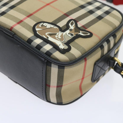 Burberry Nova Check Shoulder Bag Nylon Canvas Beige Auth 58996A