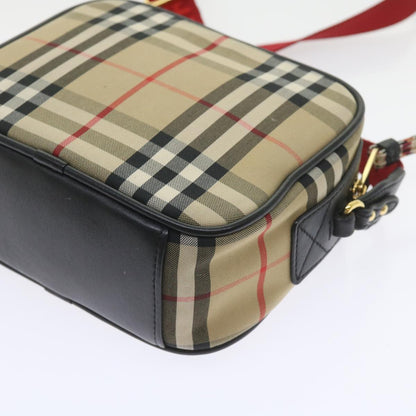 Burberry Nova Check Shoulder Bag Nylon Canvas Beige Auth 58996A