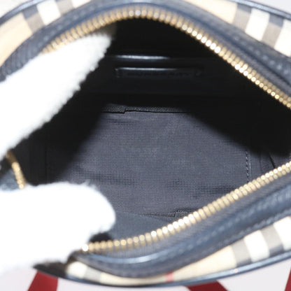 Burberry Nova Check Shoulder Bag Nylon Canvas Beige Auth 58996A