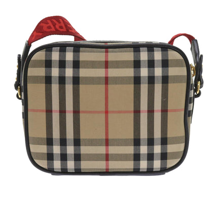 Burberry Nova Check Shoulder Bag Nylon Canvas Beige Auth 58996A