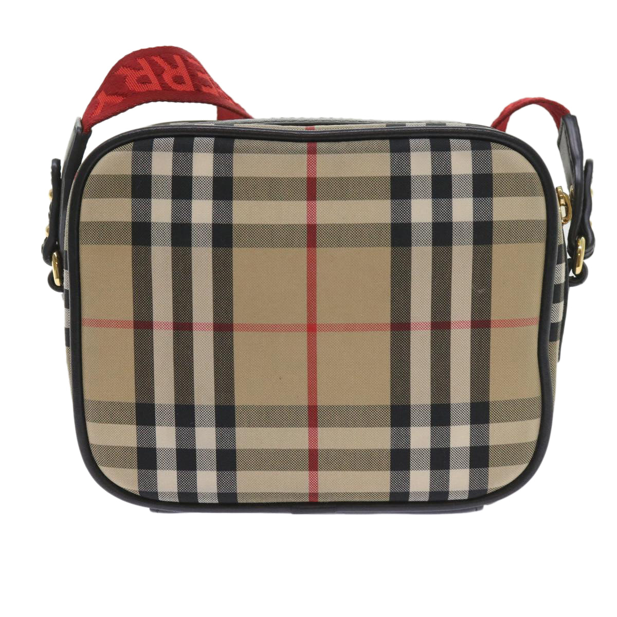 BURBERRY Nova Check Shoulder Bag Nylon Canvas Beige Auth 58996a