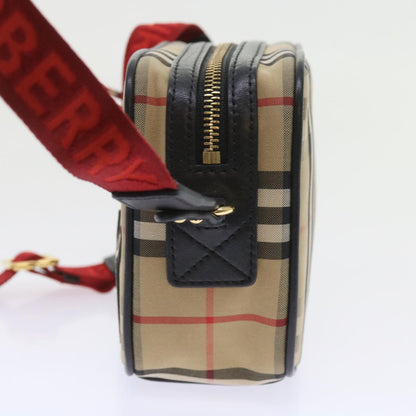 Burberry Nova Check Shoulder Bag Nylon Canvas Beige Auth 58996A
