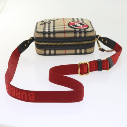 Burberry Nova Check Shoulder Bag Nylon Canvas Beige Auth 58996A